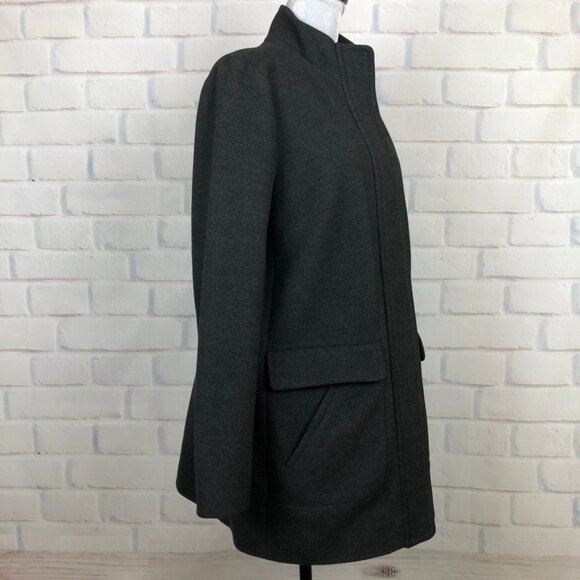 J Jill Charcoal Gray Heavy Fleece Coat Size M Full Zip Button - Picture 2 of 9